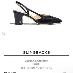 NWT- Chanel Slingbacks- EXCELLENT CONDITION-leather- black. FULL PRICE ONLY